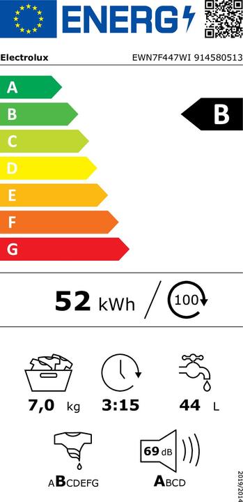 Energy Label Electrolux EWN7F447WI (7 kg, Left)