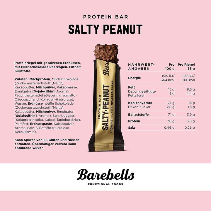 Valori nutrizionali e ingredienti Barebells Protein Bar (Arachidi salate, 12 pz., 660 g)