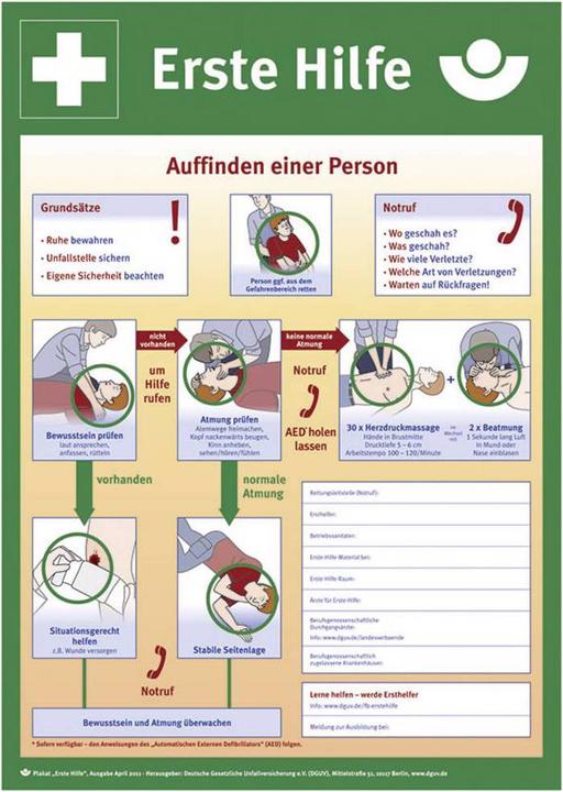 Produktbild SafetyMarking Aushang Erste Hilfe Anleitung zur Ersten Hilfe bei Unfällen