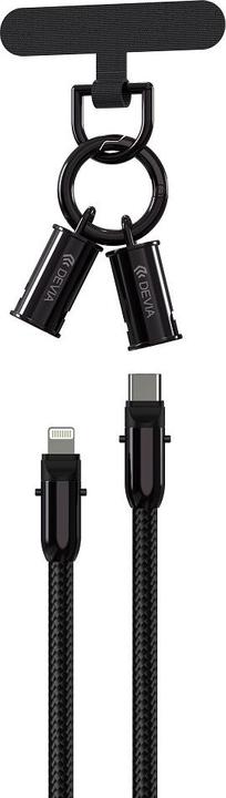Produktbild Devia Kabel Lanyard 2in1 PD USB-C - Lightning 1,2 m 27W schwarz (1.20 m, USB 3.2 Gen 1)