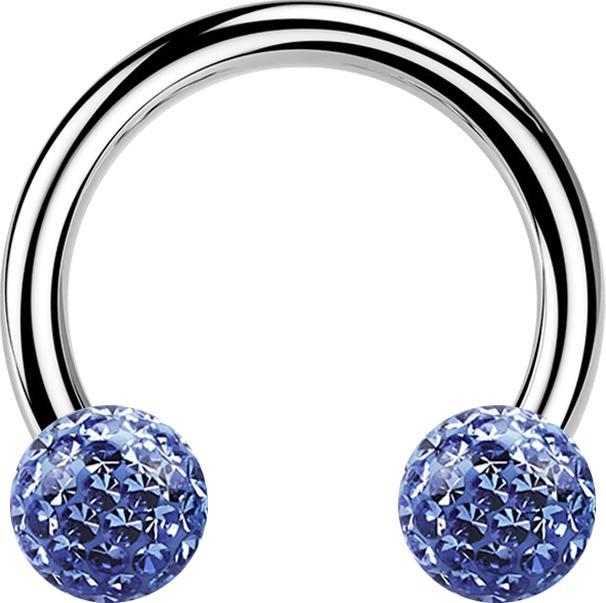 Immagine prodotto Star Piercing Micro Circular Barbell argento con due sfere di cristallo strato protettivo epossidico azzurro (senza ottone, Acciaio chirurgico 316L)