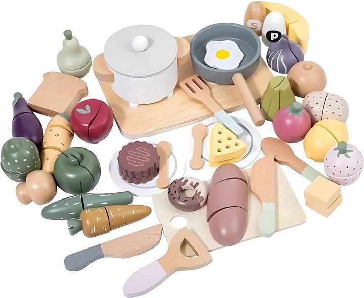 Actual product image Sebra Kitchen & food set made of wood, 48 pieces