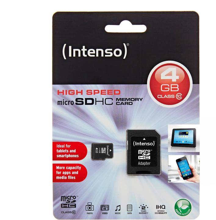 Image du produit Intenso microSD Class 10 (4 Go, microSDHC, U1)