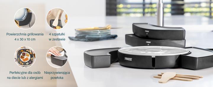 Immagine prodotto Princess 103070 Dinner4all Circle - 4 griglie individuali - 4 x 250 W - Spatola inclusa
