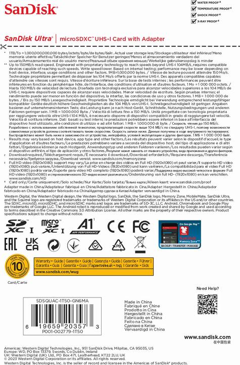 Image du produit SanDisk Ultra mit Adapter (1500 Go, microSDXC, U1, UHS-I)