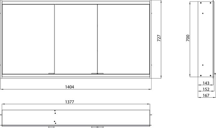 Image du produit Emco prime 2 Facelift armoire de toilette lumineuse, 1400 mm, 3 portes, modèle encastré, 9497
