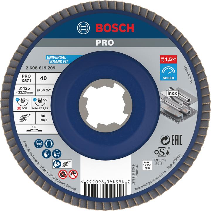Actual product image Bosch Professional Zubehör PRO X571 X-Lock flap disc, 125 mm, G40 (40)