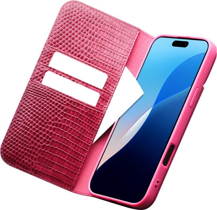 Actual product image QiAlino Fourre Flip Croco cuir véritable (Apple iPhone 16)