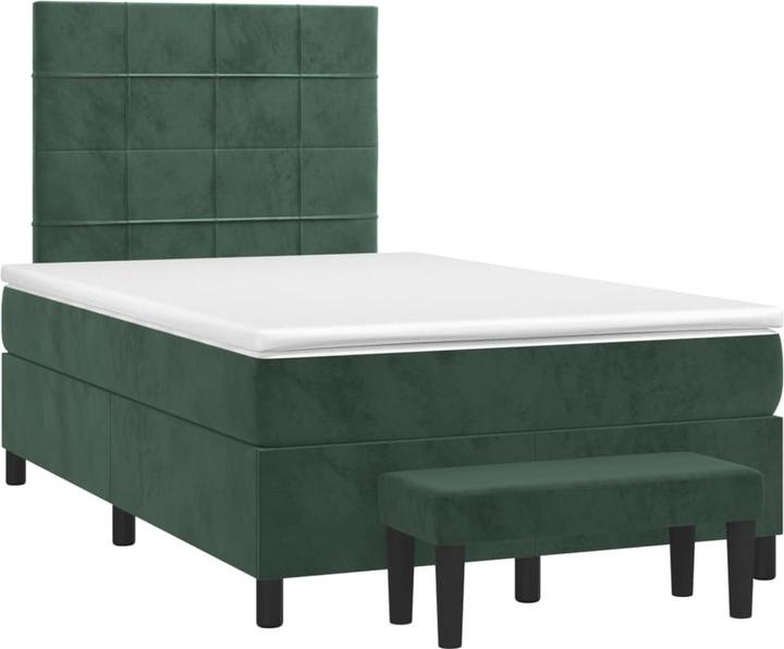 Produktbild VidaXL Boxspringbett mit Matratze Dunkelgrün 120x200cm Samt Doppelbett Bett (120 x 200 cm)