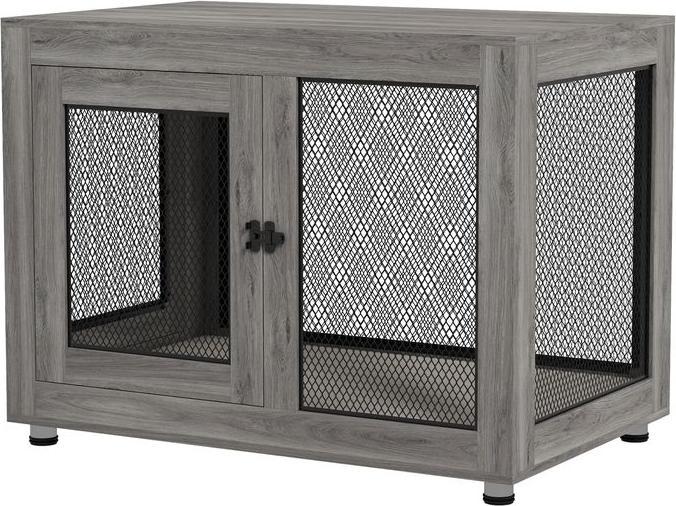Produktbild Swisshandel24 Hundekäfig für Zuhause, Hundebox mit 2 Türen, Waschbaren Kissen, Grau