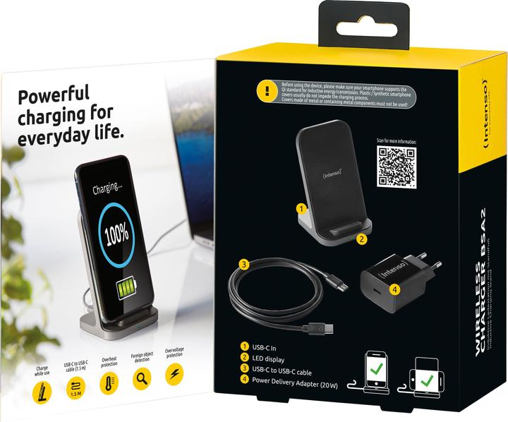 Produktbild Intenso Wireless Charger BSA2 Ladegerät schwarz (15 W)