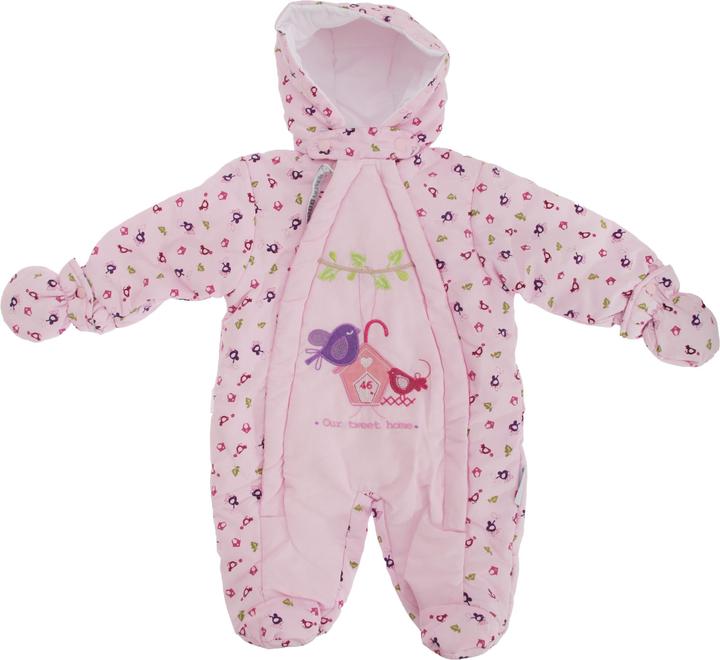 Actual product image Universal Textiles Baby Girls Bird Pattern All In One Hooded Winter Snowsuit (56)