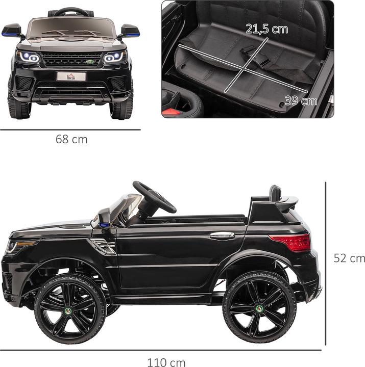 Image du produit Swisshandel24 Voiture électrique pour enfants, télécommande 2,4 G, ceinture de sécurité, musique, klaxon, phares (12 V)