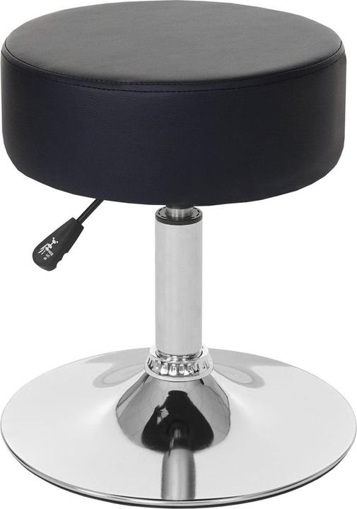 Actual product image Swisshandel24 Stool, seat stool make-up stool, height adjustable Ø 35cm imitation leather, black
