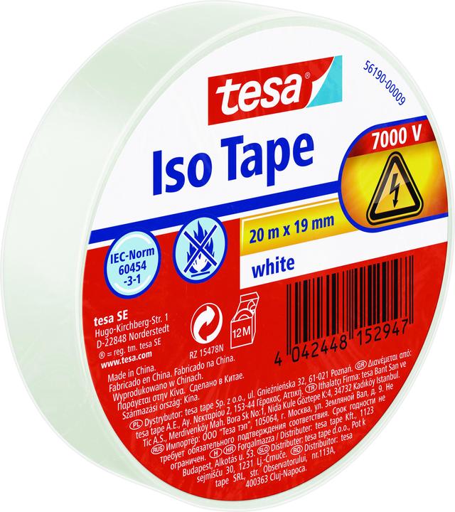 Image du produit tesa Ruban isolant électrique, ruban adhésif résistant à la chaleur pour isoler, réparer & regrouper (19 mm)