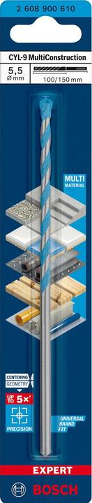 Produktbild Bosch Professional Zubehör EXPERT CYL-9 MultiConstruction Bohrer, 5,5 x 100 x 150 mm (5.5 mm)