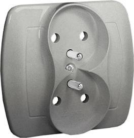 Produktbild Kontakt Simon Simon Akord Doppelsteckdose mit Erdung 16A Aluminium (AGZ2