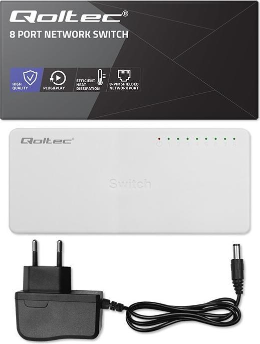 Image du produit Qoltec Netzwerk-Switch 8xRJ45-Port 100Mbps LAN (8 Ports)
