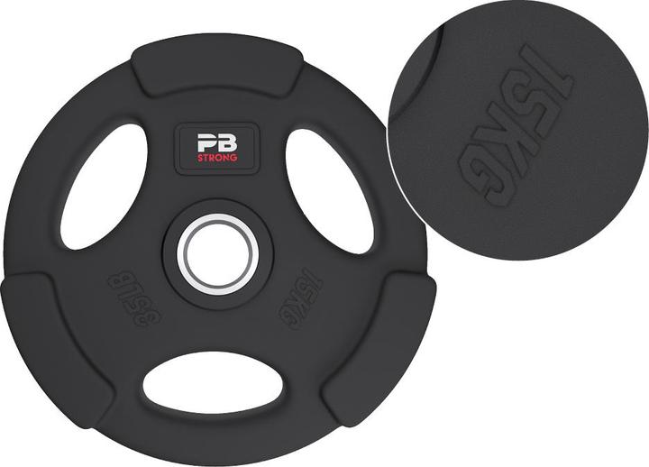 Image du produit Perform Better PB Strong Disque d'haltères à 3 poignées caoutchouté noir (pcs) (1 x 15 kg)