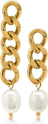 Actual product image Trolli Troli -ymmetric gold-plated earrings with baroque pearls VAAXF344G (L)