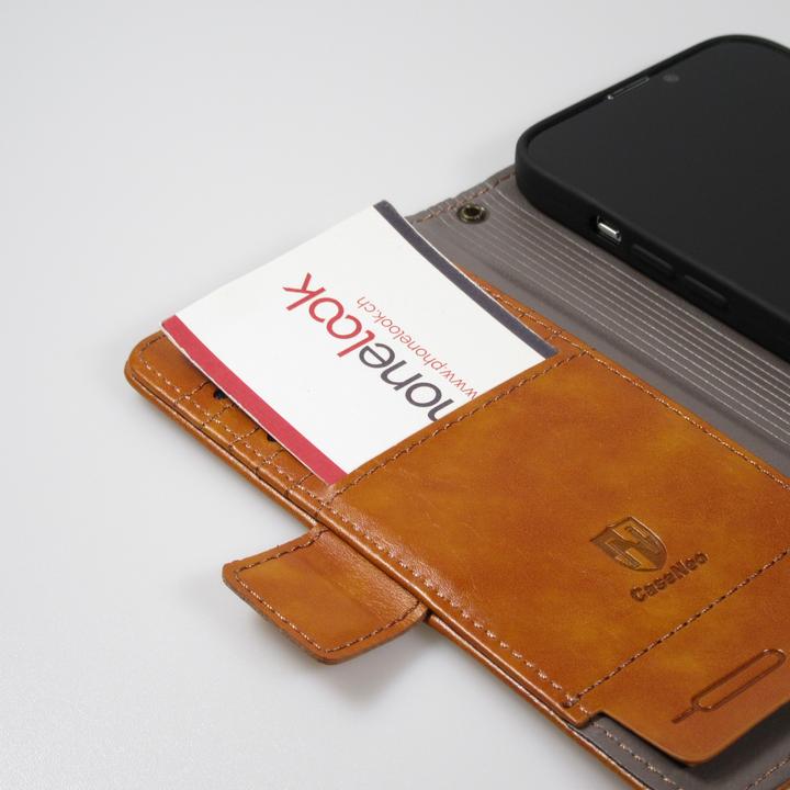 Actual product image PhoneLook Etui cuir Flip Wallet en cuir véritable avec stripe design et compartiment à cartes (Apple iPhone 13 Pro Max)