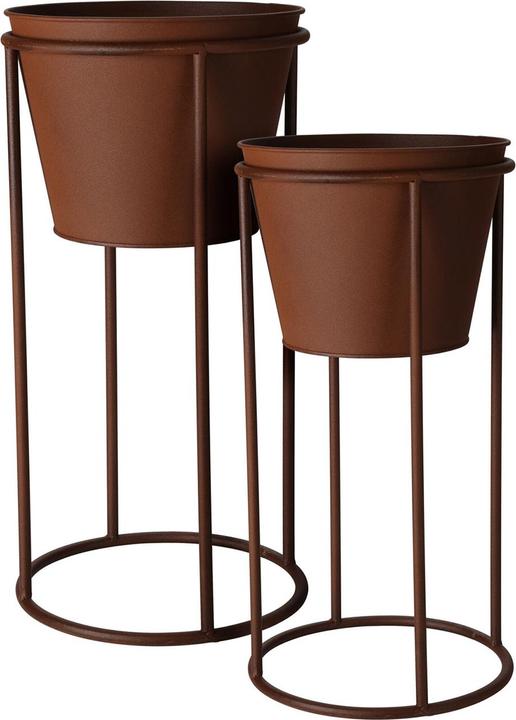 Casativo Portavaso in metallo, color ruggine, set da 2