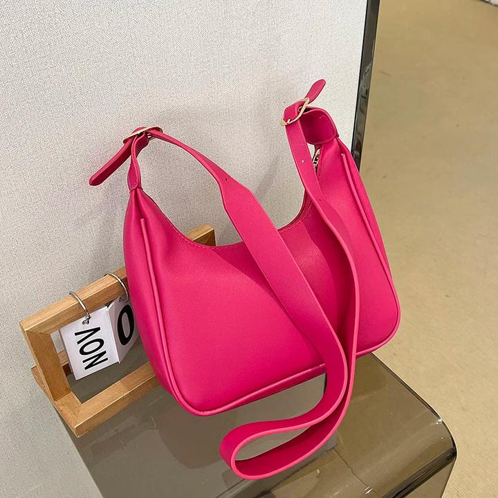 Only-Bags.Store Vintage Unterarm Umhängetaschen Einfacher Stil Tasche Geldbörse Solid Farbe PU Leder Achselhöhle