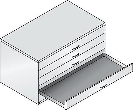 Produktbild C+P Zeichnungsschrank, DIN A0, 5 Schubladen, Höhe 760 mm, verkehrsweiss