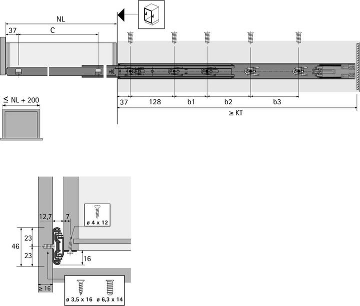 Produktbild Hettich Kugel-Vollauszug KA 4532 BM Silent System Länge 450 mm, Belastbarkeit 35 kg