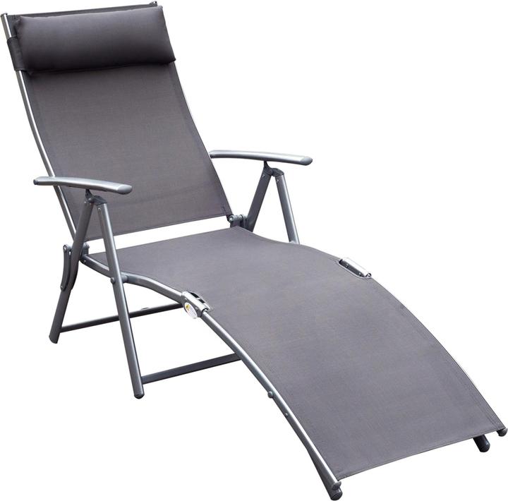 Produktbild Outsunny Gartenliege Metall, Stoff Grau (180 cm)