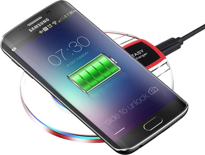 Actual product image PhoneLook Station de charge sans fil Qi Chargeur wireless transparent Fantasy pour Smartphone Verre/- (5 W)