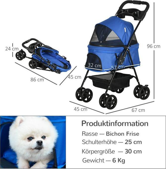 Produktbild Swisshandel24 Hundewagen Hundebuggy mit Klappfunktion Pet Stroller für kleine Hunde und Katzen Haustierwagen Katze (Hund, Katze, Faltbar)