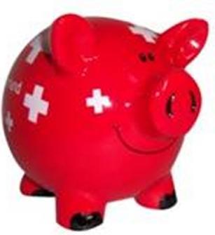 Produktbild Sellmer Geldkassette Sparschwein Switzerland rot 11cm, rotes Schwein (11 x 11 cm)