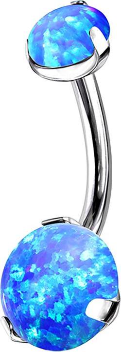 Produktbild Star Piercing Banane silber mit zwei Opale blau (ohne Messing, Titan G23)
