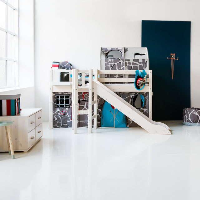 Image du produit Flexa Lit mi-hauteur Classic avec toboggan et plate-forme (90 x 200 cm)
