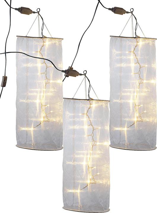 Produktbild Lunartec 3er-Set Organza-Lichterschlauch-Skulpturen mit 20 LEDs, 60 cm (0.60 m)