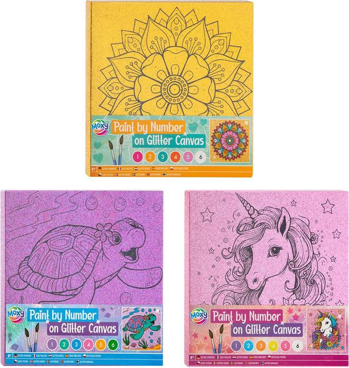 Productafbeelding Grafix Paint by numbers glitterdoek, 9 stuks.