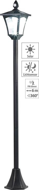 Royal Gardineer Solar-LED-Gartenlaterne mit PIR- und Dämmerungssensor (IP44)