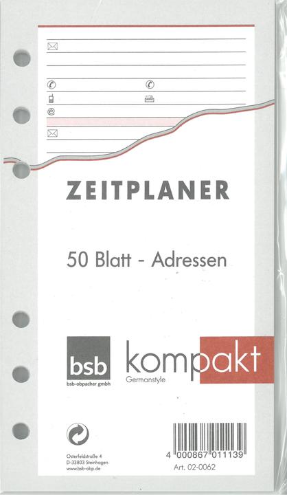 BSB-Obpacher Inserti indirizzo per timer circa A6 50 fogli (A6)