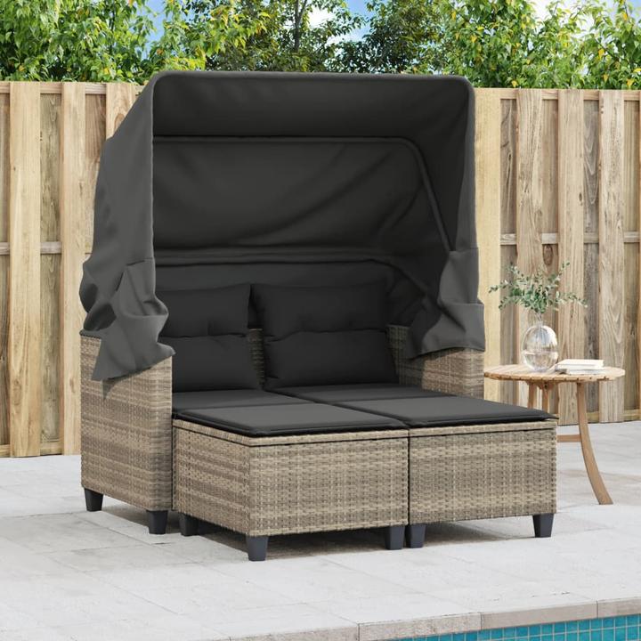 Produktbild VidaXL Gartensofa 2-Sitzer mit Dach und Hockern