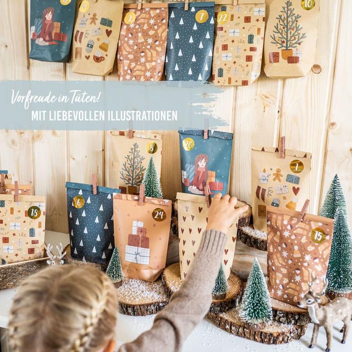 Produktbild Papierdrachen Adventskalender mit bedruckten Tüten