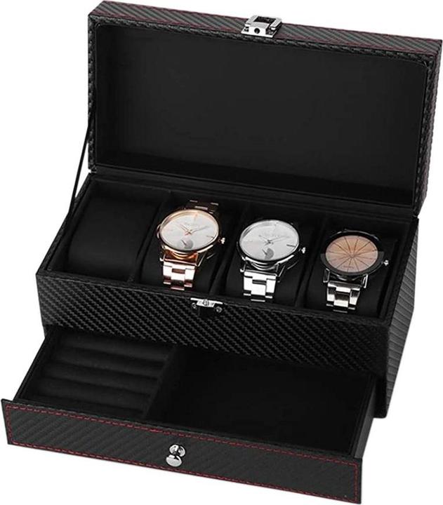 Actual product image JTI Watch box with jewellery storage - black