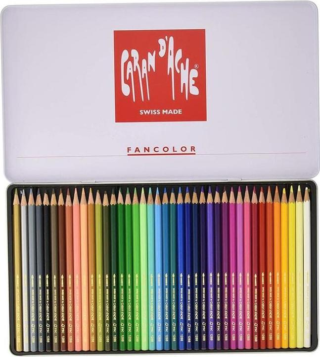 Actual product image Caran d'Ache Fancolor coloured pencils metal box (Multicoloured, 40 x)