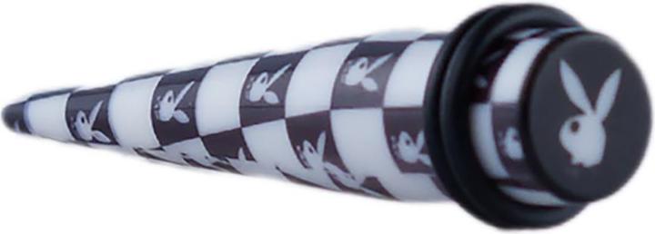 Actual product image Star Piercing Expander chequered black and white with Playboy Bunny (without brass, Acrylic)