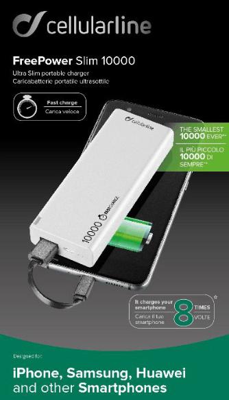 Produktbild Cellularline Freepower Slim (10000 mAh, 10 W, 37 Wh)