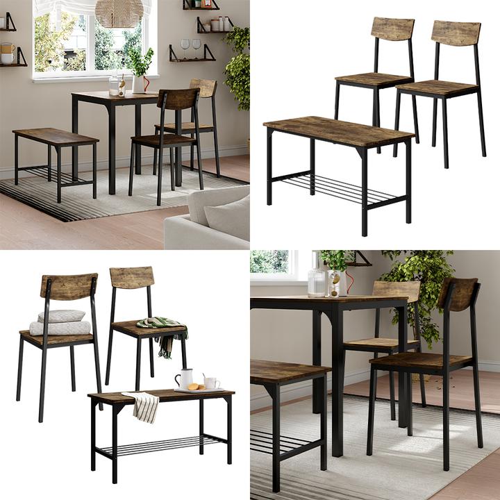Produktbild Vichy Sitzbank und Stuhl Fyrk, Schwarz/Eiche rustikal, 85 x 46 cm 3 Teile (85 cm)