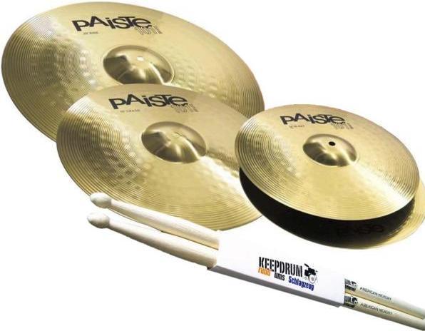 Paiste 101 Brass Becken-Set 14-16-20 mit Sticks (20", Becken)