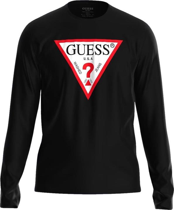 Image du produit Guess Chemise CN LS ORIGINAL Logo pour homme, Noir/Rouge vif/Blanc, M (M)