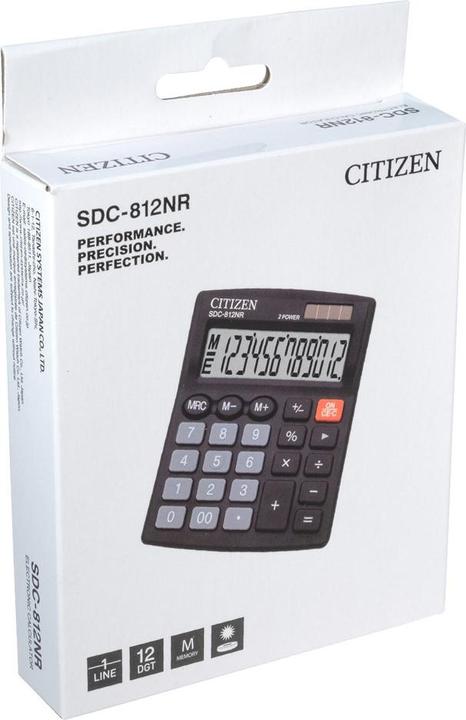 Image du produit Citizen Calculatrice SDC 812NR (Cellules solaires, Piles)