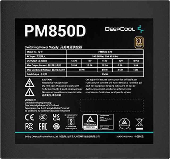 Actual product image Deepcool PM850D Power Supply 850 W 20+4 pin ATX ATX Black (850 W)